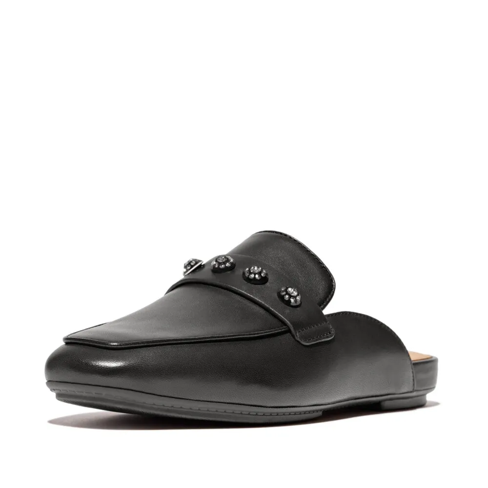 Fitflop Delicato Crystal Cluster Soft Leather Mules Black