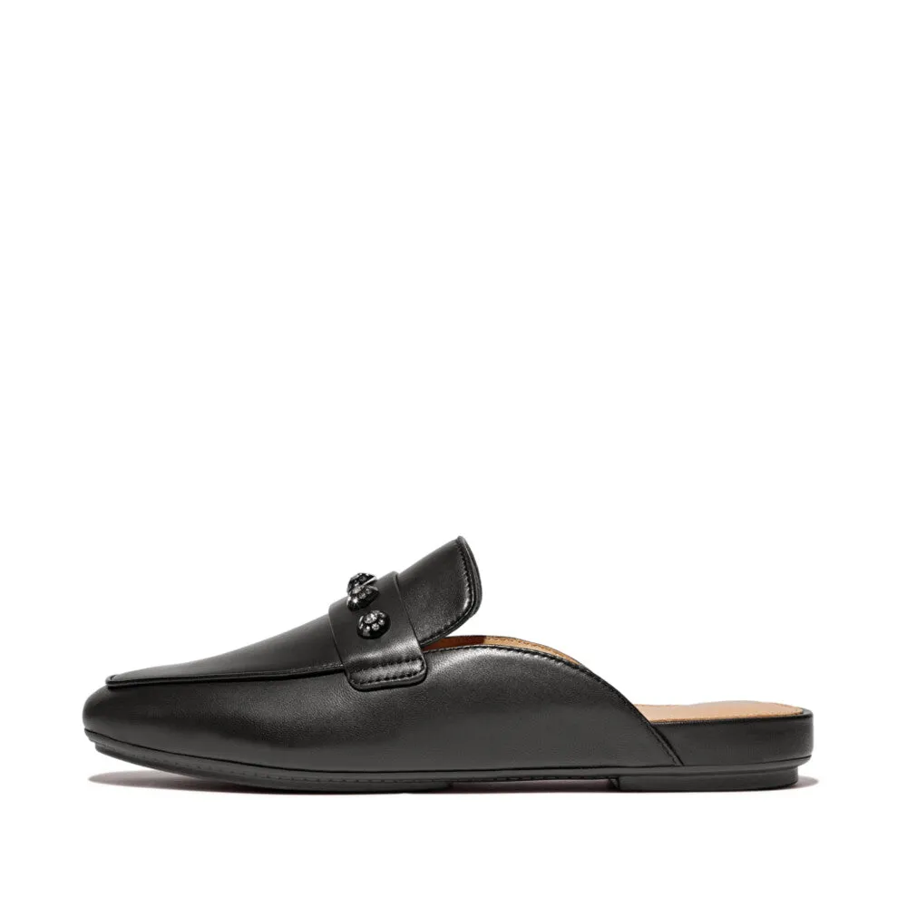 Fitflop Delicato Crystal Cluster Soft Leather Mules Black