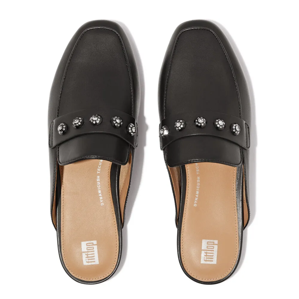 Fitflop Delicato Crystal Cluster Soft Leather Mules Black