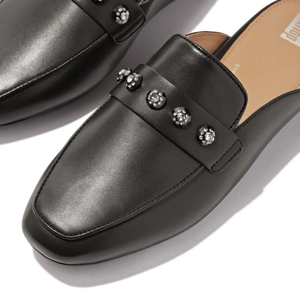 Fitflop Delicato Crystal Cluster Soft Leather Mules Black