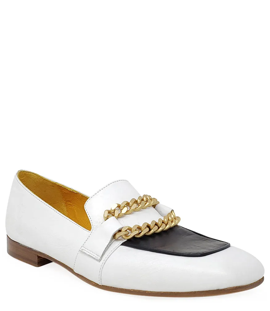 Flat Loafer Wht/Blk