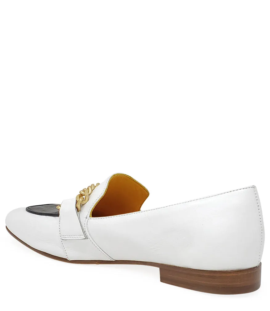 Flat Loafer Wht/Blk