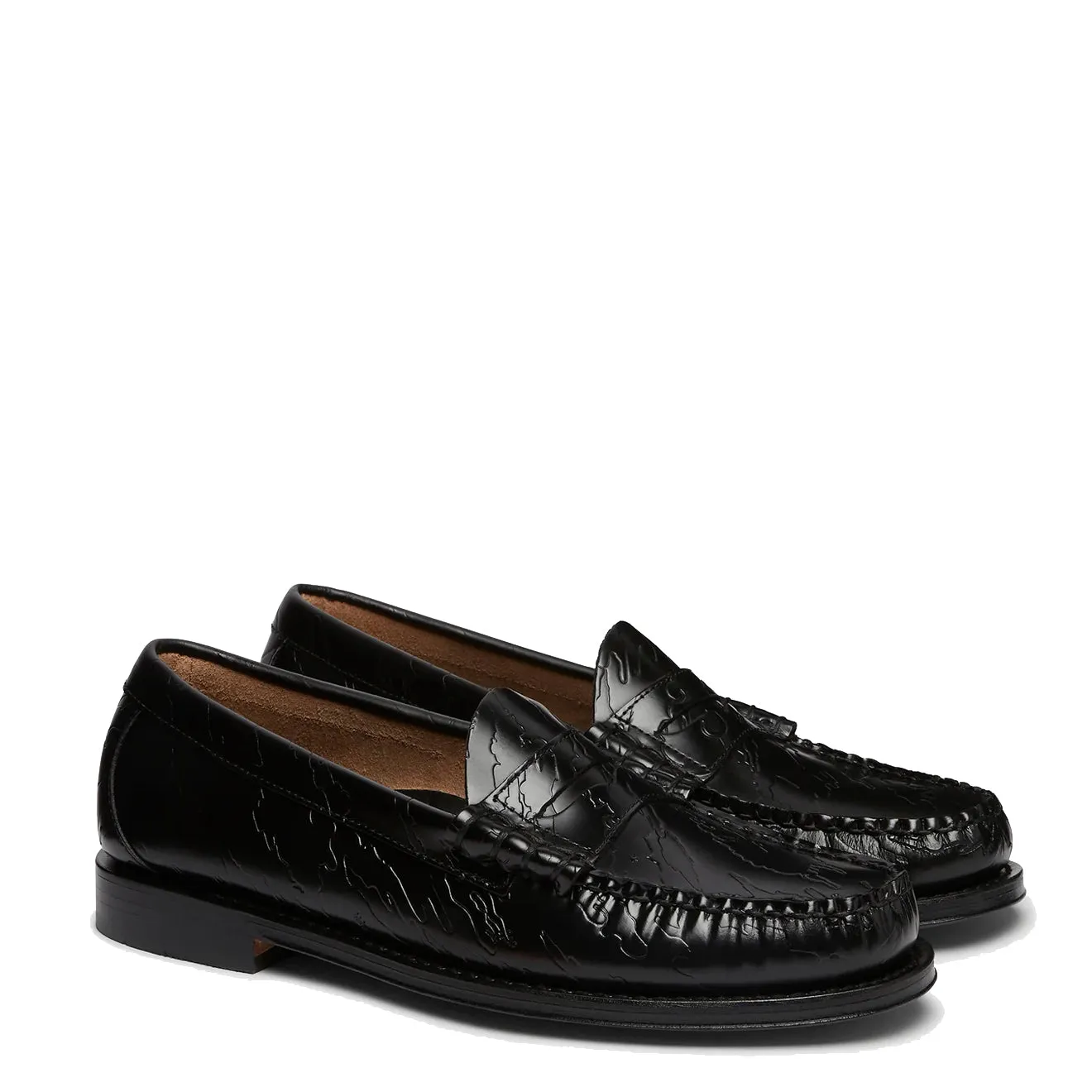 G.H.Bass x Maharishi Larson Penny Loafers Black Embossed Leather