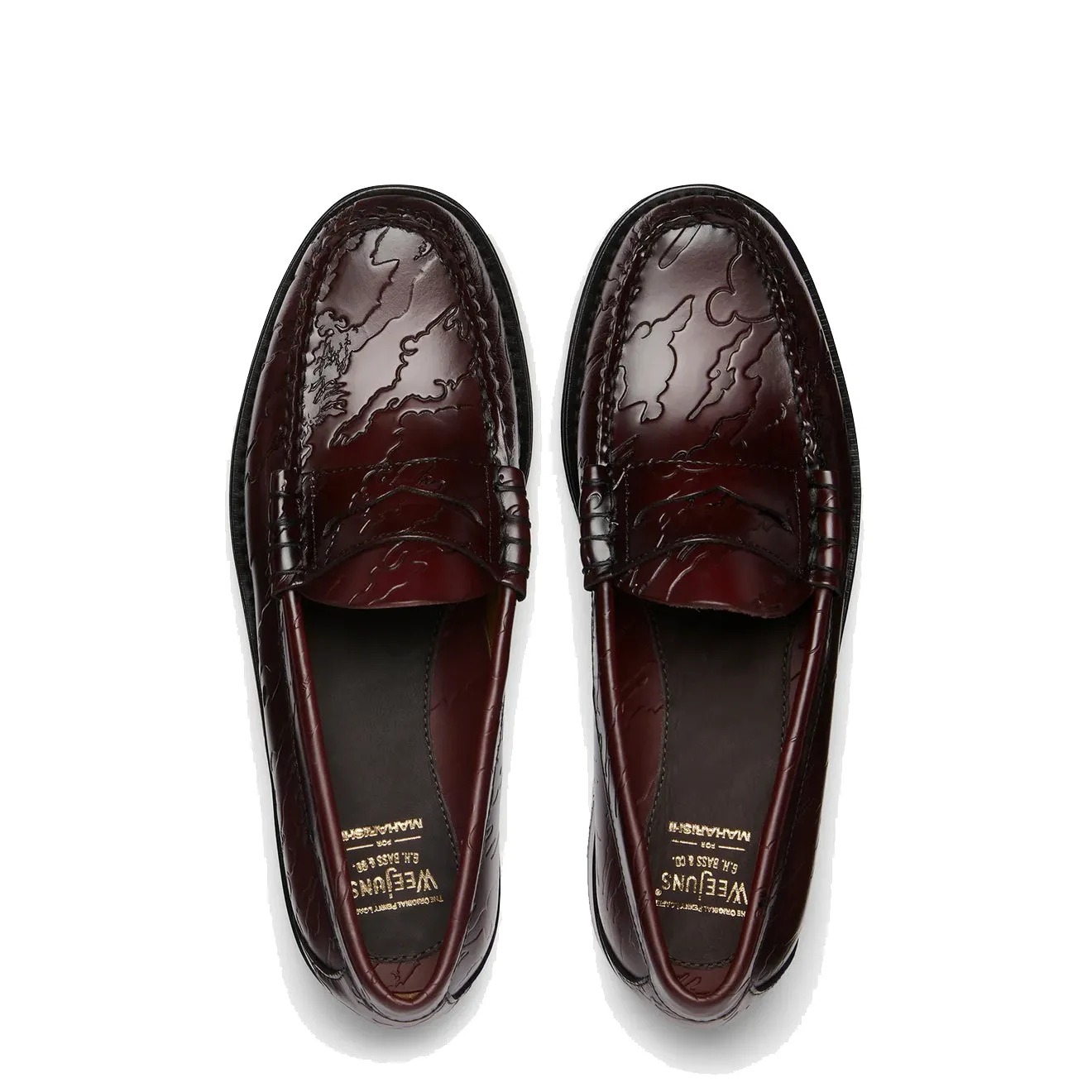 G.H.Bass x Maharishi Larson Penny Loafers Wine Embossed Leather