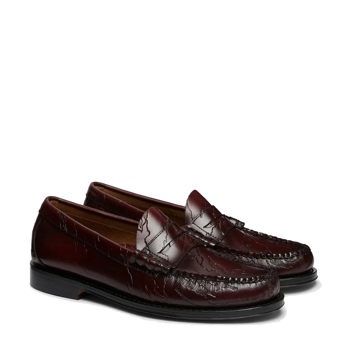 G.H.Bass x Maharishi Larson Penny Loafers Wine Embossed Leather