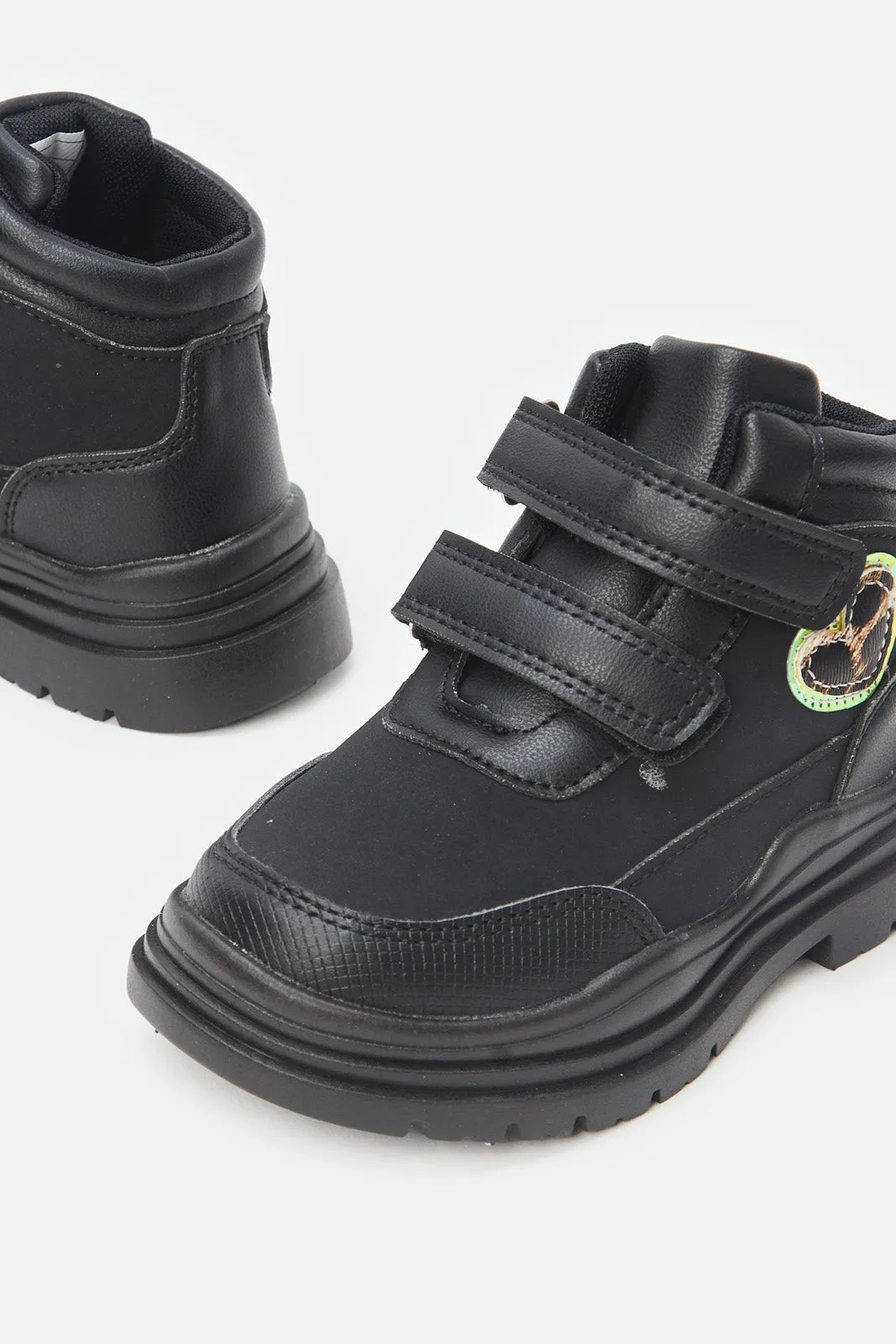 Girls Black Chunky High-Top Sneakers