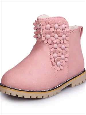 Girls Floral Applique Ankle Booties By Liv and Mia