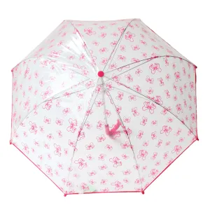 Girls Transparent Fuchsia Bow Umbrella