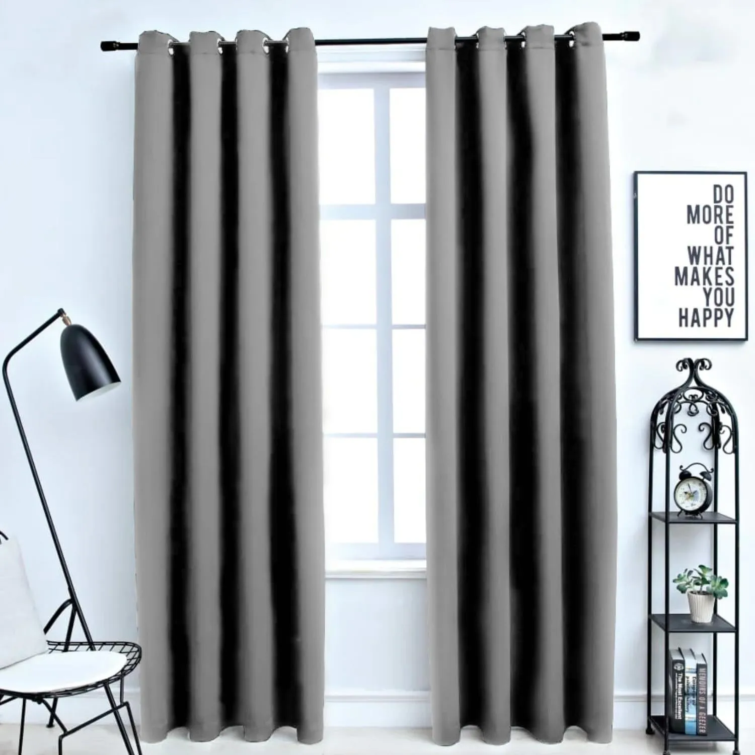 GOMINIMO Blackout Window Curtains for Thermal Insulated Room (Set of 2, W132cm x D213cm, Light Grey)