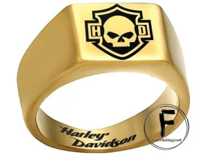 Harley Davidson Ring 10mm Gold Titanium Skull HD Ring | #HarleyDavidson #motorcycle