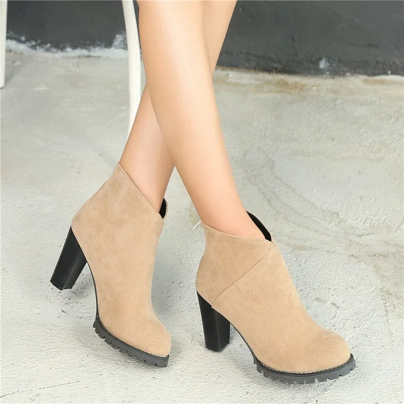 high heels black ankle boots women