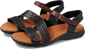 Kitly Way Clarks Flat Sandals, Black Leather