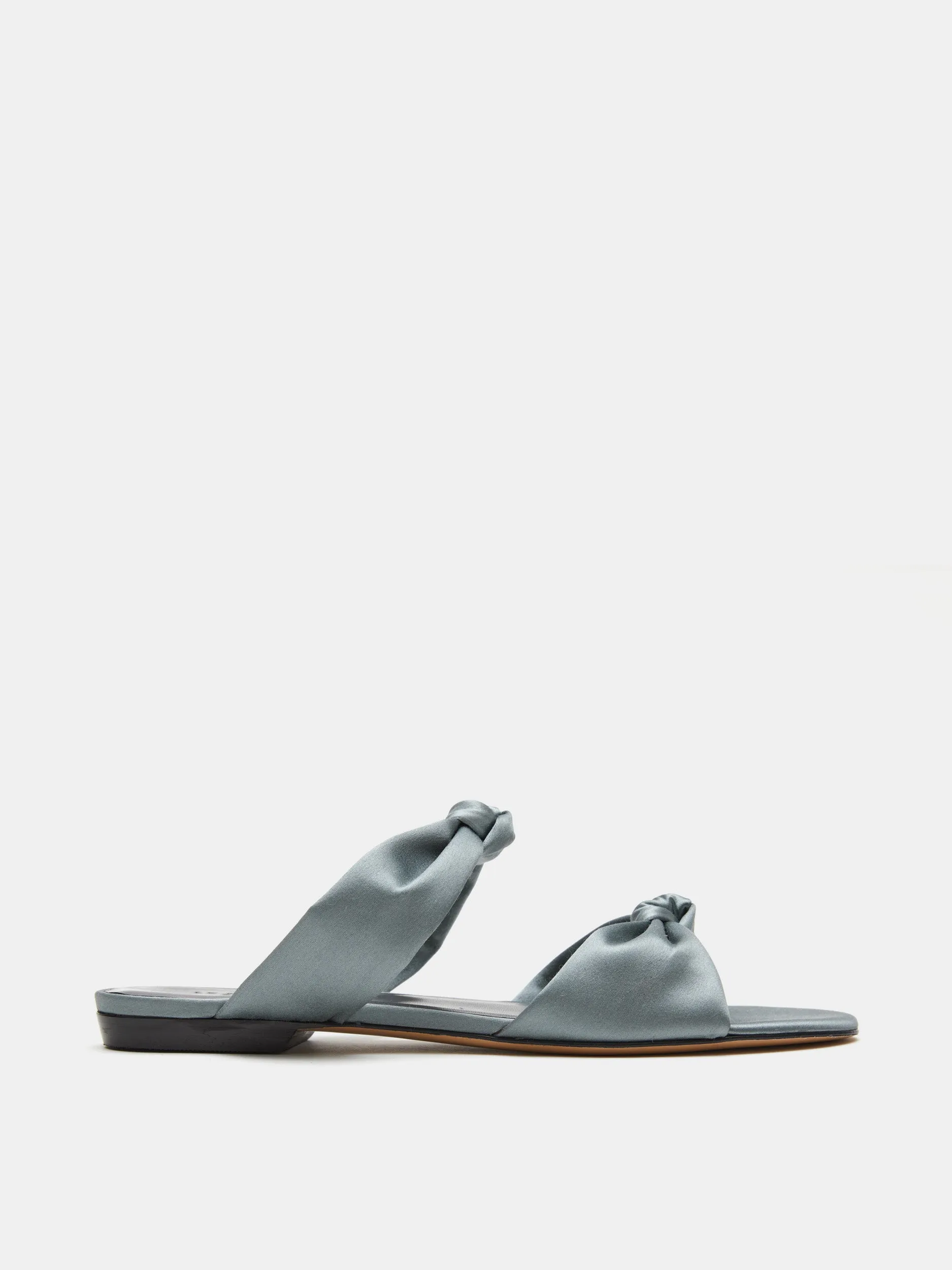 Knot Sandal Flat / Silver Satin