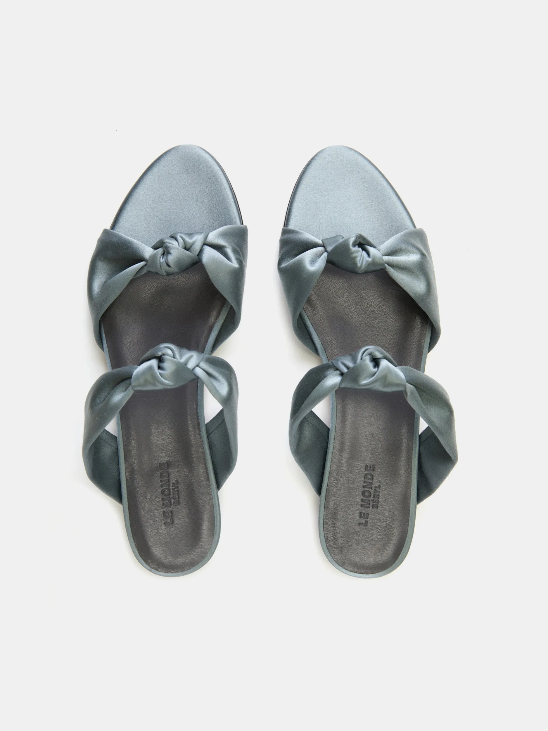 Knot Sandal Flat / Silver Satin