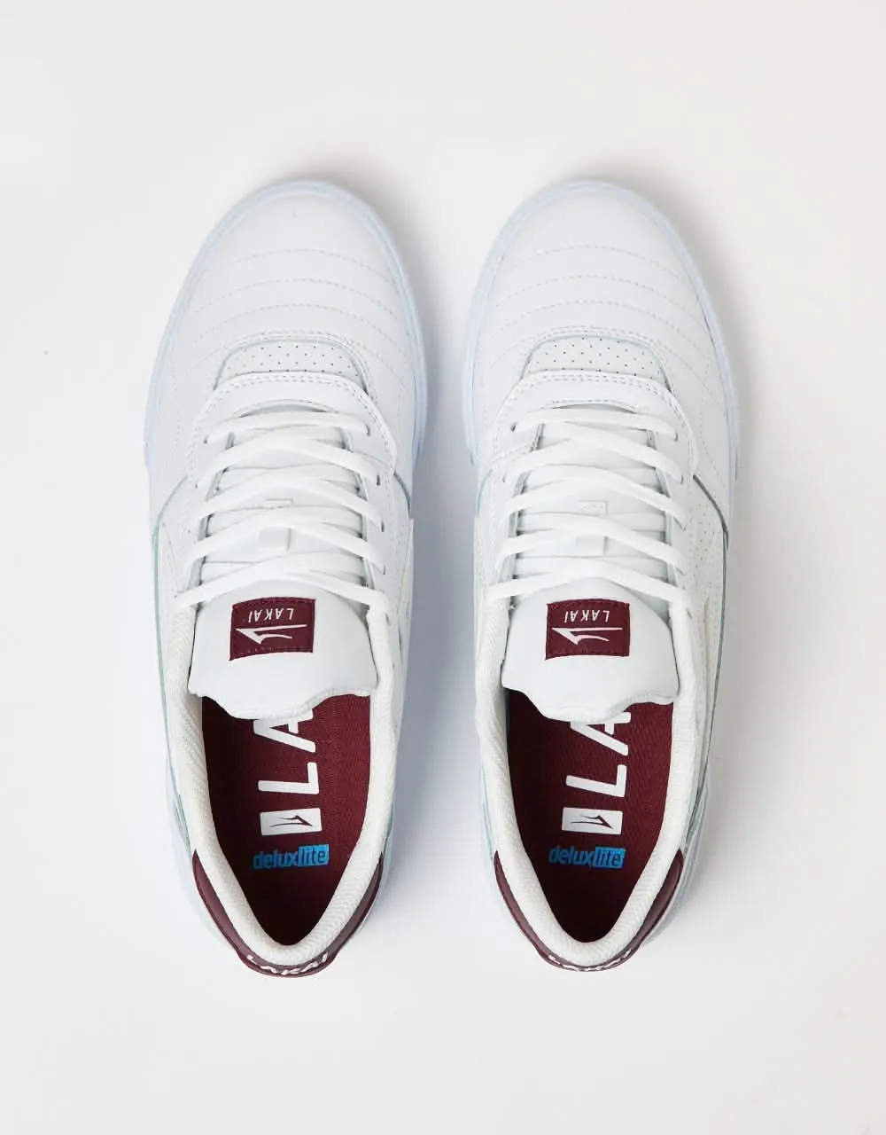 Lakai Cambridge Skate Shoes - White/Burgundy Leather