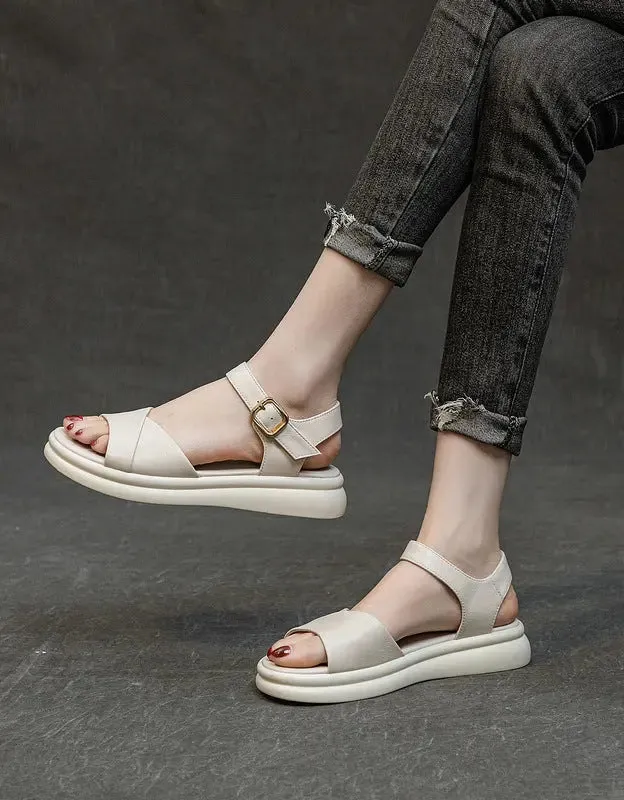 Leather Flat Sandals Slingback