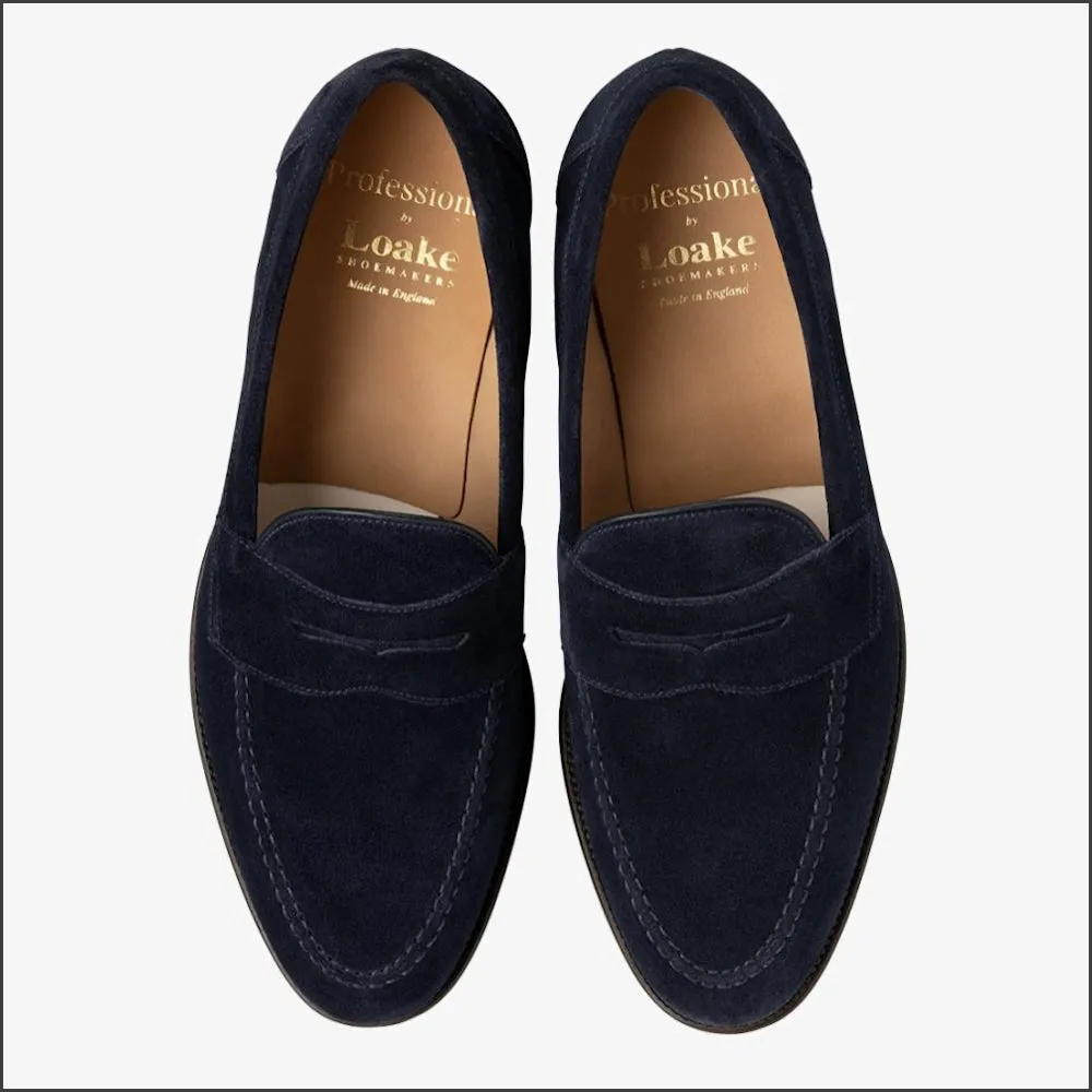 Loake Imperial Navy Suede Penny Loafer Size 7 Only/