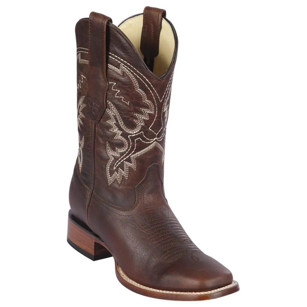 Los Altos Boots Mens #8229940 Wide Square Toe | Genuine Rage Leather Boots | Color Walnut