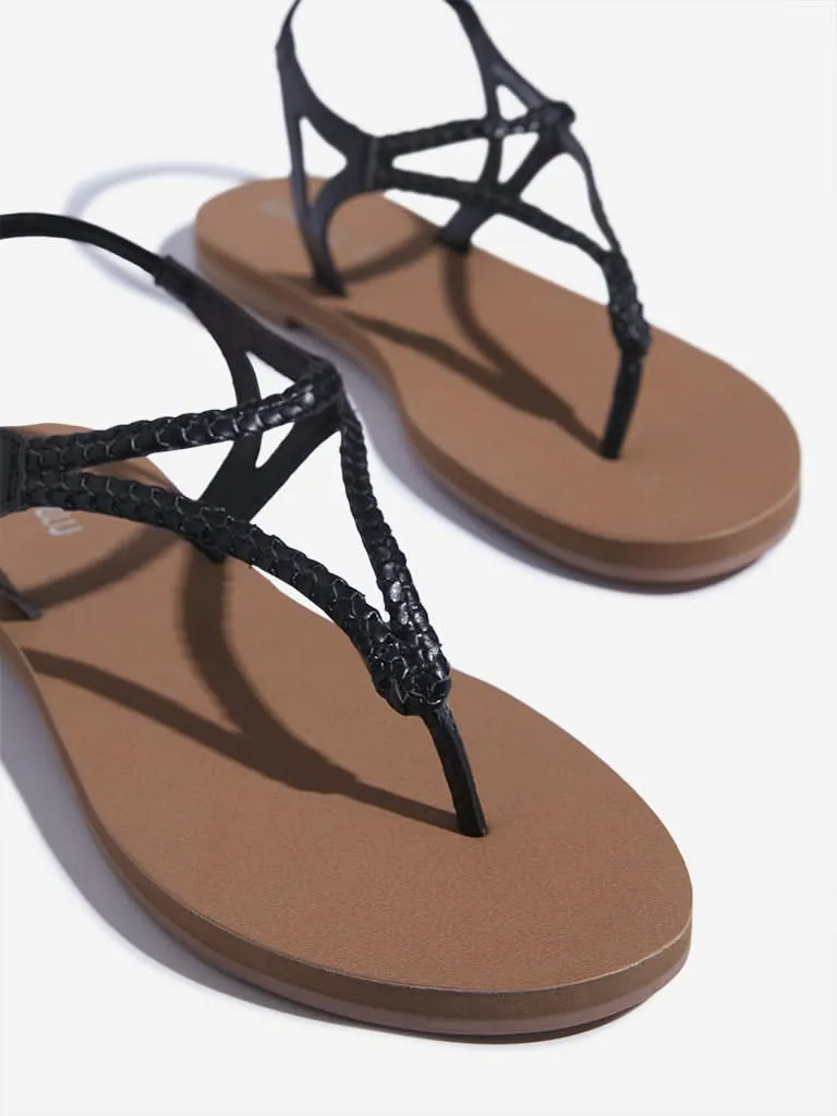 LUNA BLU Black Slingback Sandals