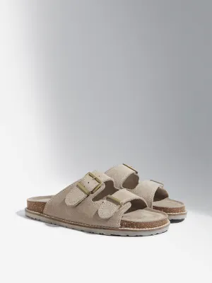 LUNA BLU Taupe Double Band Comfort Sandals