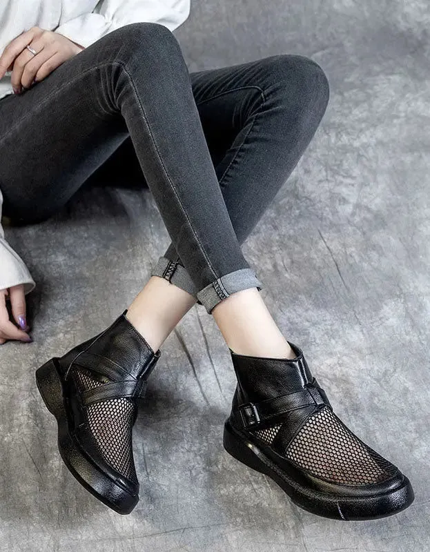 Mesh Soft Soles Round Toe Ankle Boots