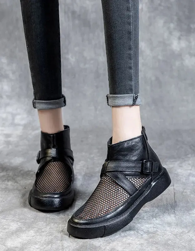 Mesh Soft Soles Round Toe Ankle Boots