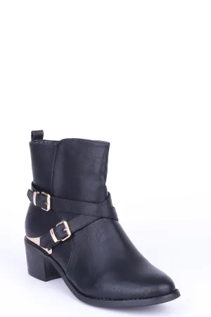 Metallic Stirrup Ankle Boot