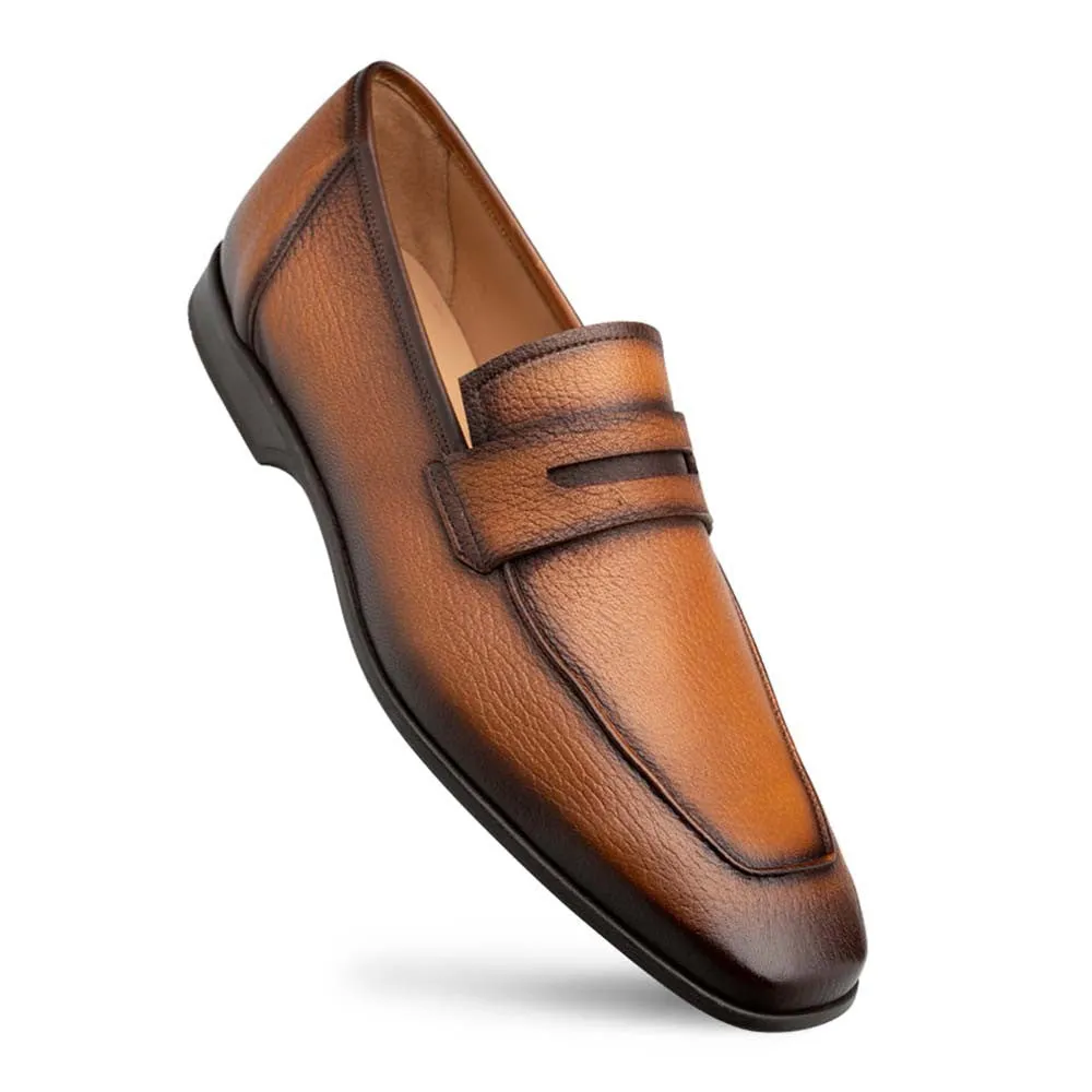 MEZLAN Men's Deerskin Cognac Penny Loafer