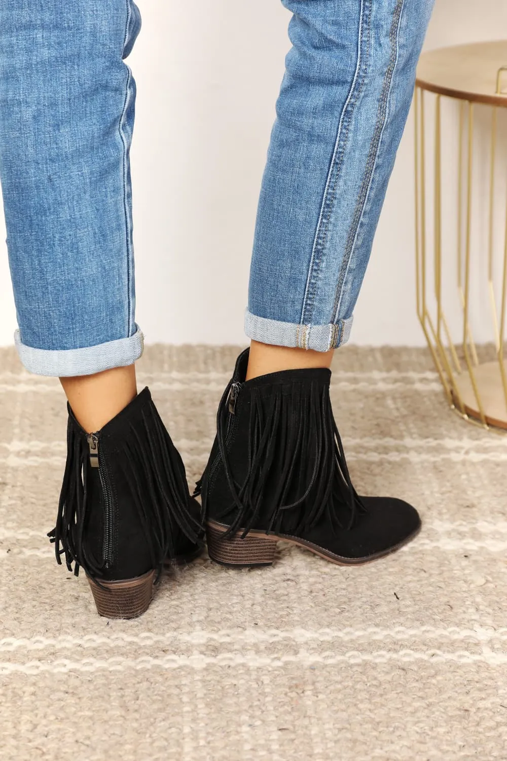 Midnight Cowboy Fringe Ankle Boots