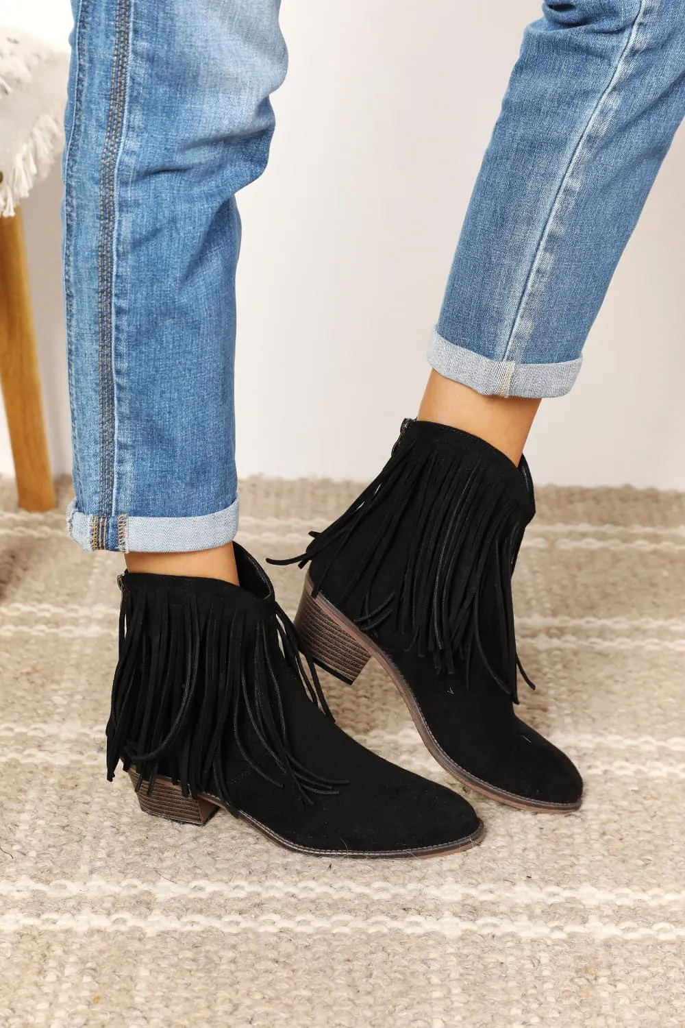 Midnight Cowboy Fringe Ankle Boots