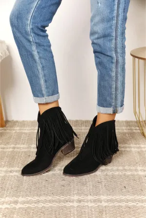 Midnight Cowboy Fringe Ankle Boots