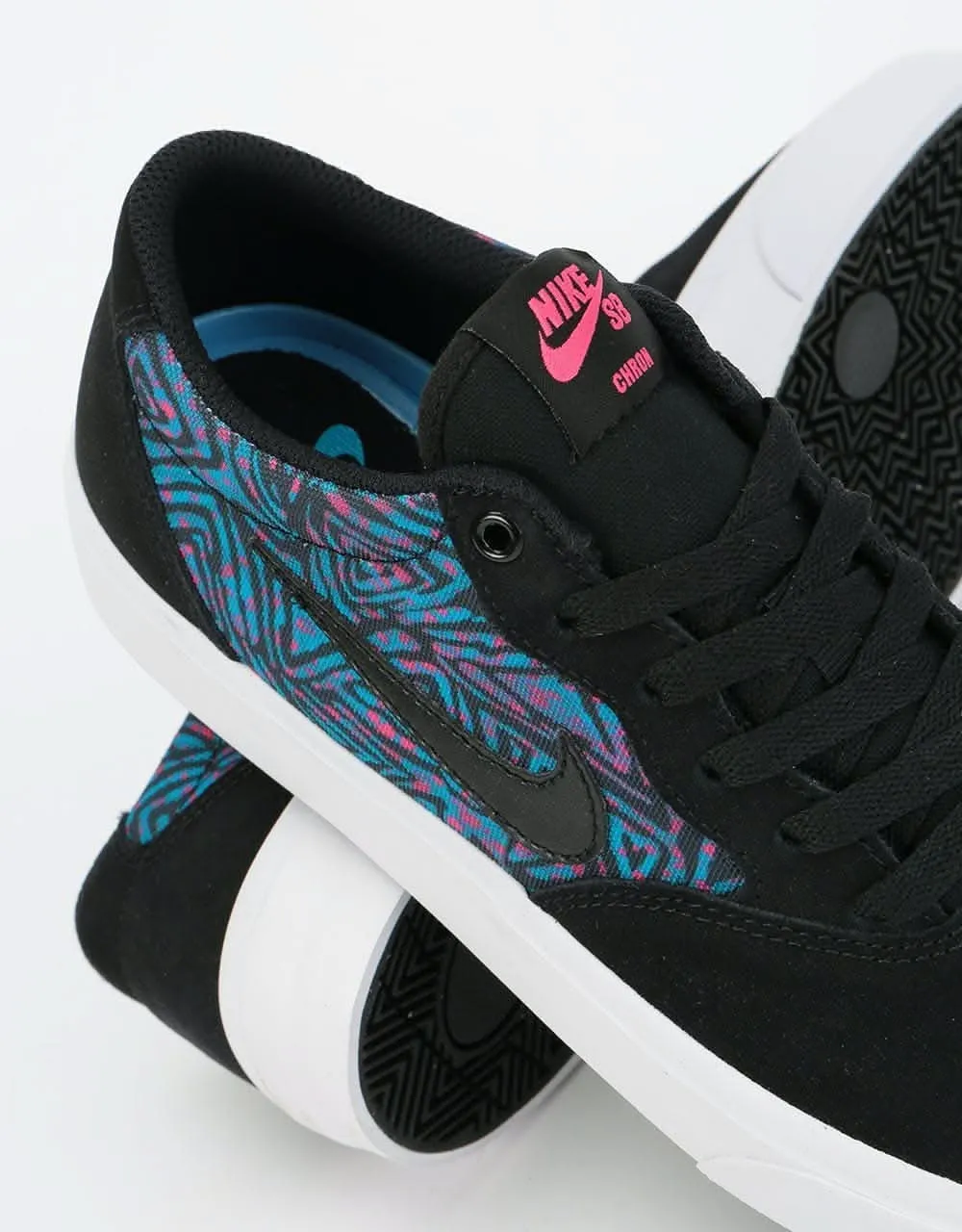 Nike SB Chron Solarsoft Premium Skate Shoes - Black/Black-Laser Blue-White