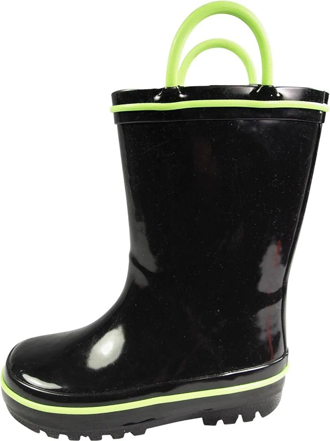 Norty Waterproof Rubber Rain Boots for Kids - Easy Pull-On Handles - For Boys and Girls - Toddlers and Big Kids 39815