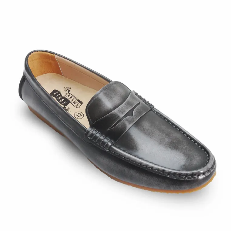 Penny Leather Loafer European Brush Off Ash Grey