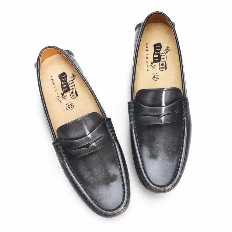 Penny Leather Loafer European Brush Off Ash Grey