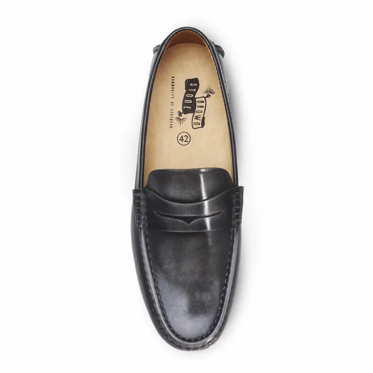 Penny Leather Loafer European Brush Off Ash Grey