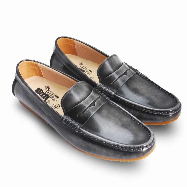 Penny Leather Loafer European Brush Off Ash Grey