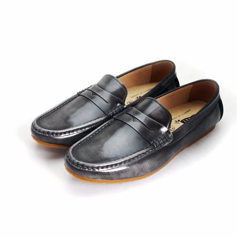 Penny Leather Loafer European Brush Off Ash Grey