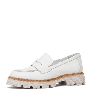 Penny White Leather Loafers