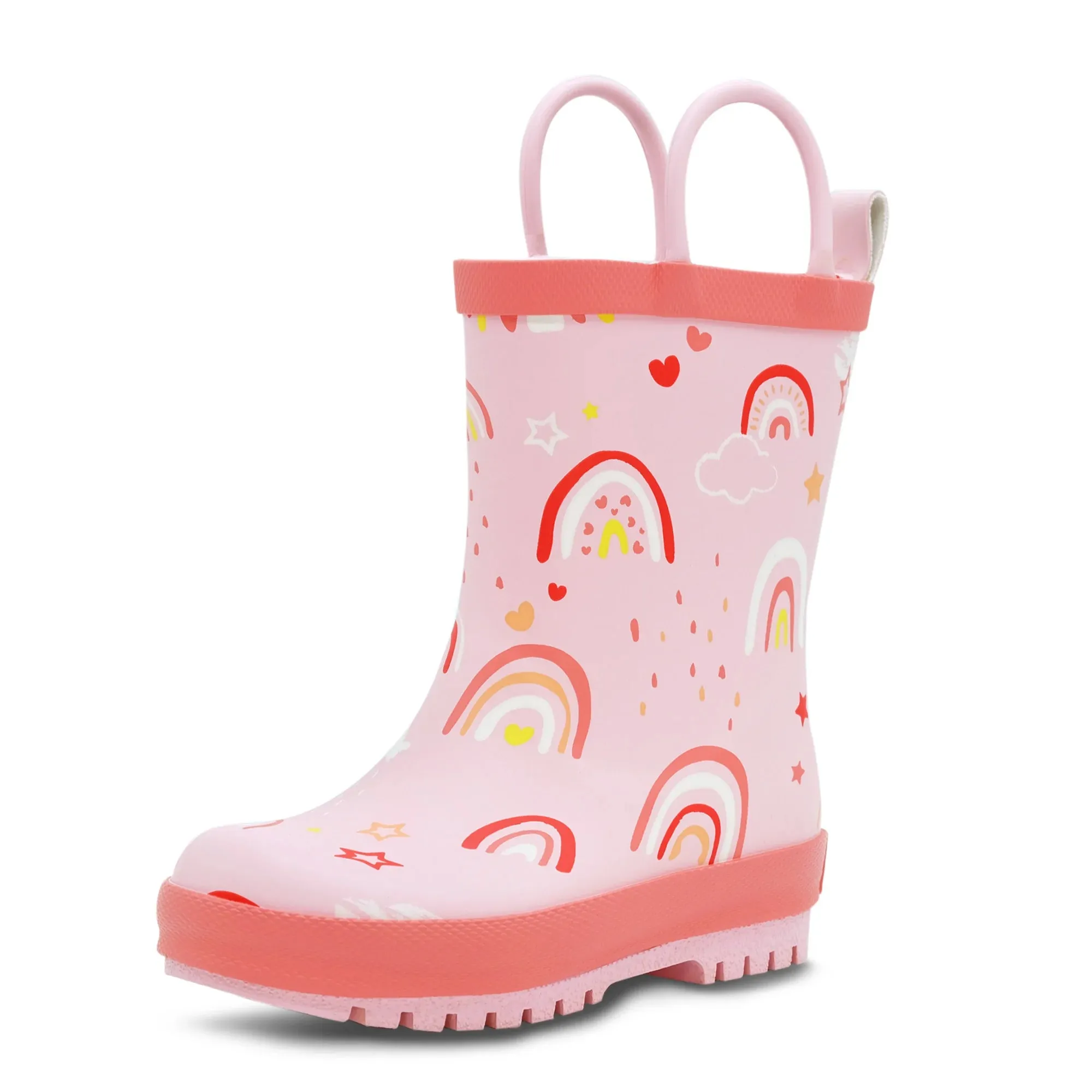 Pink Rainbows Natural Rubber Toddler/Kids Rain Boots