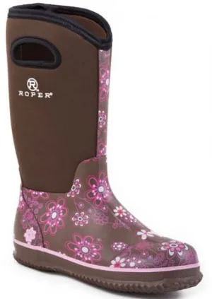 Roper Ladies Neoprene Barn Boot Brown Pink Style 09-021-1136-0044-BR