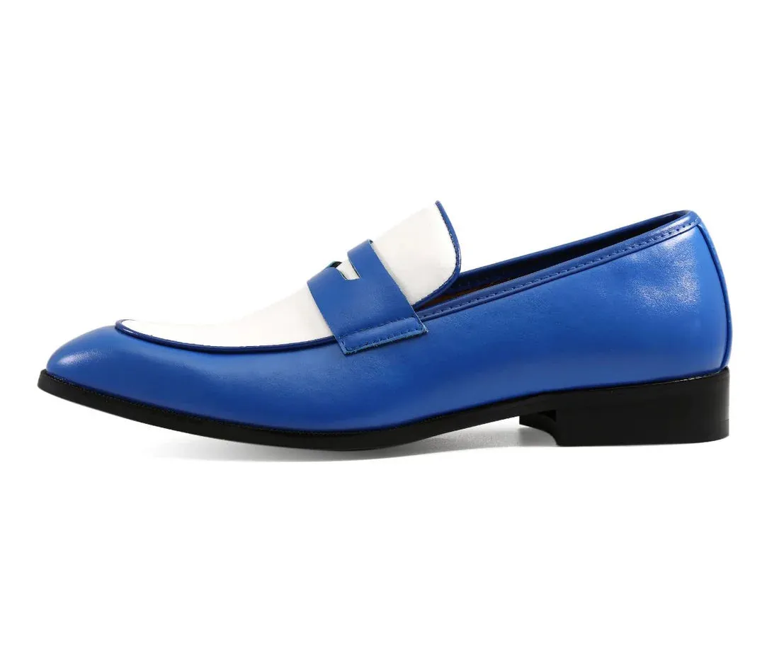 Royal/White Two-Tone Men's Slip-On Dress Shoes Style No-LEVI