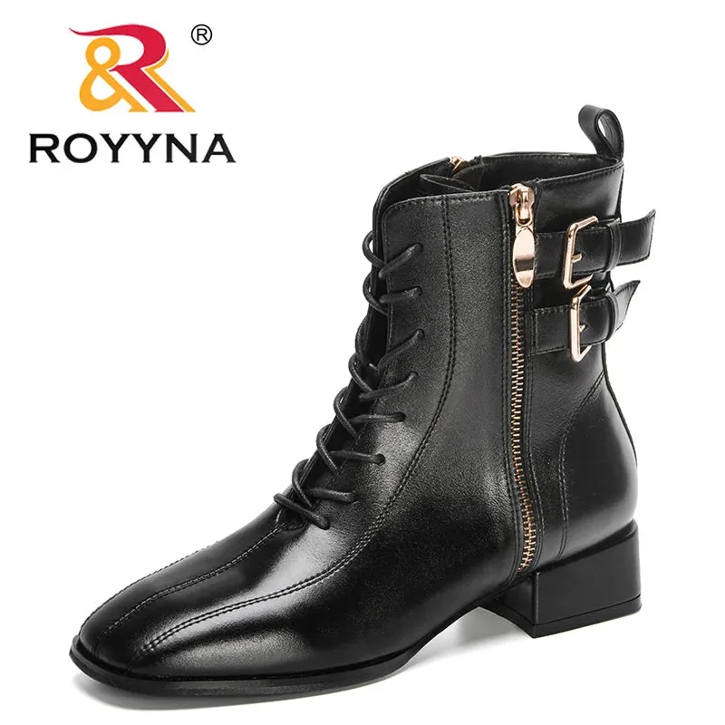 ROYYNA Stylish Lace Up Ankle Boots