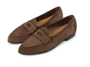 Sagan Classic Ginkgo Loafers in Deep Taupe Asteria Suede with Rubber Sole