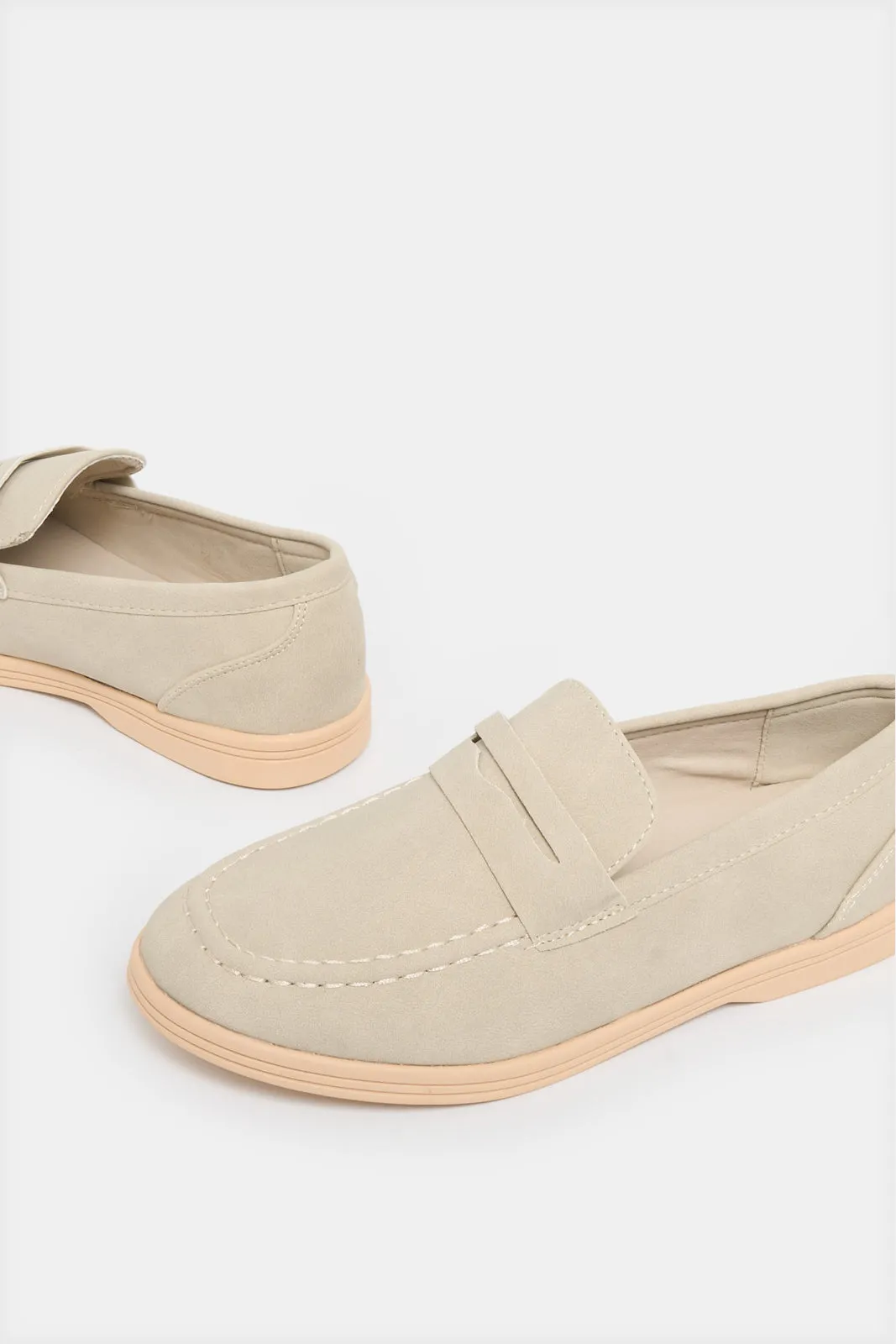 Senior Boys Ecru Penny Loafers