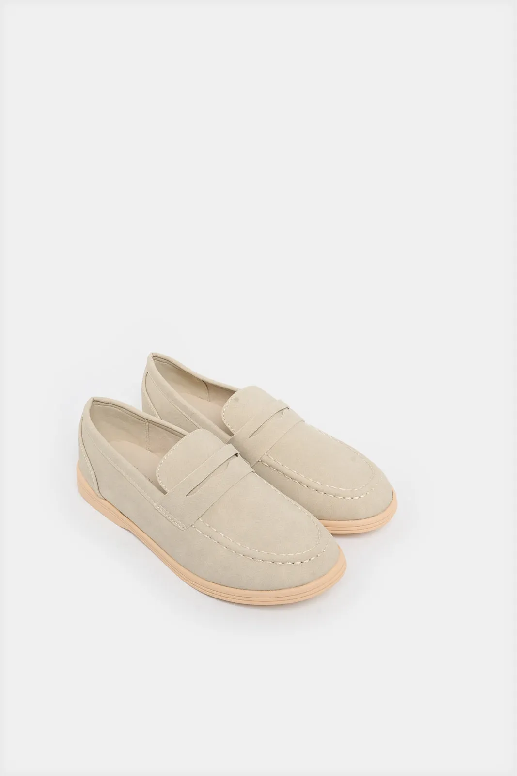 Senior Boys Ecru Penny Loafers