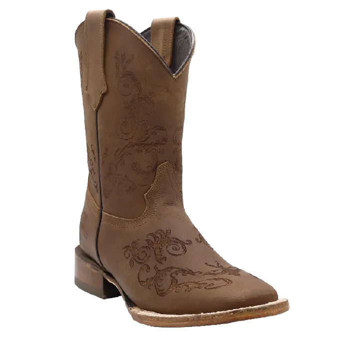 Silverton Bella All Leather Wide Square Toe Boots (Tobacco)