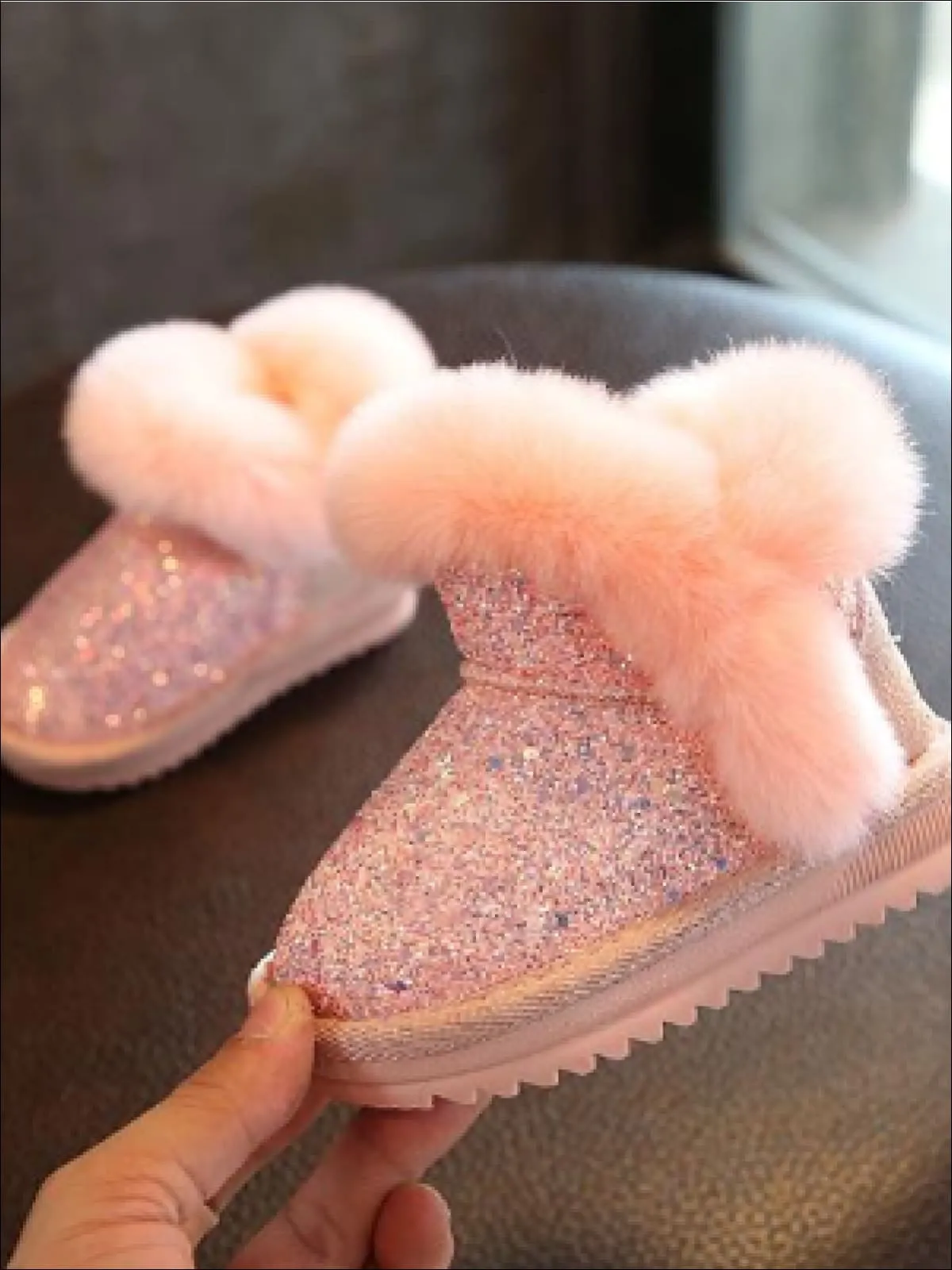 Sparkle Furry Ankle Boots By Liv and Mia