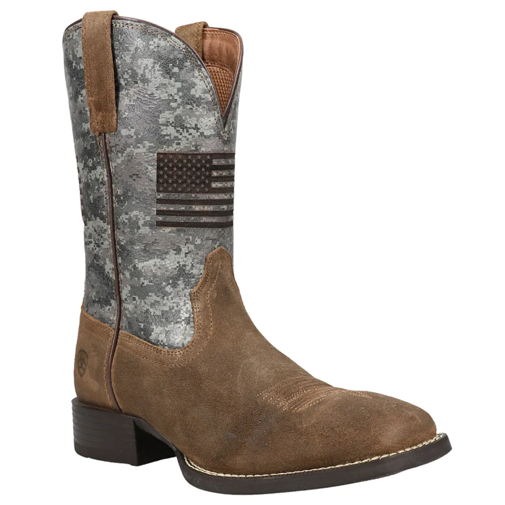 Sport Flying Proud Patriotic Camo Square Toe Cowboy Boots