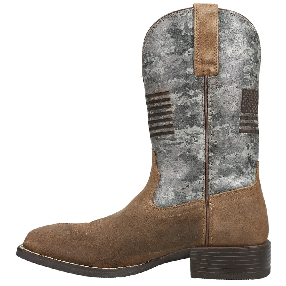 Sport Flying Proud Patriotic Camo Square Toe Cowboy Boots